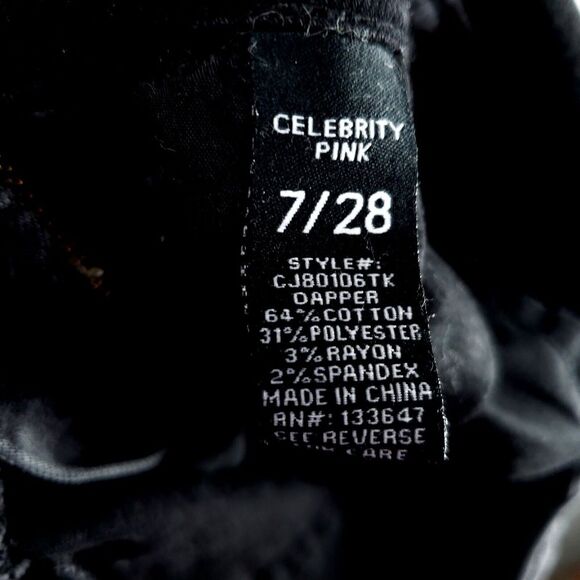 CELEBRITY PINK Boyfriend Destructed Denim Overalls Women 7/28 Racer Back Fade - Picture 16 of 16